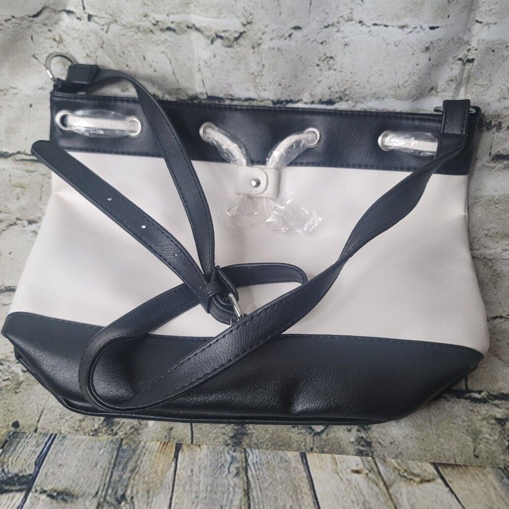 Avon Black White Faux Leather Tote Bag Shoulder Bag Signature Collection